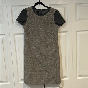 Talbots Sheath Dress in Tan and Gray with Crew Neck